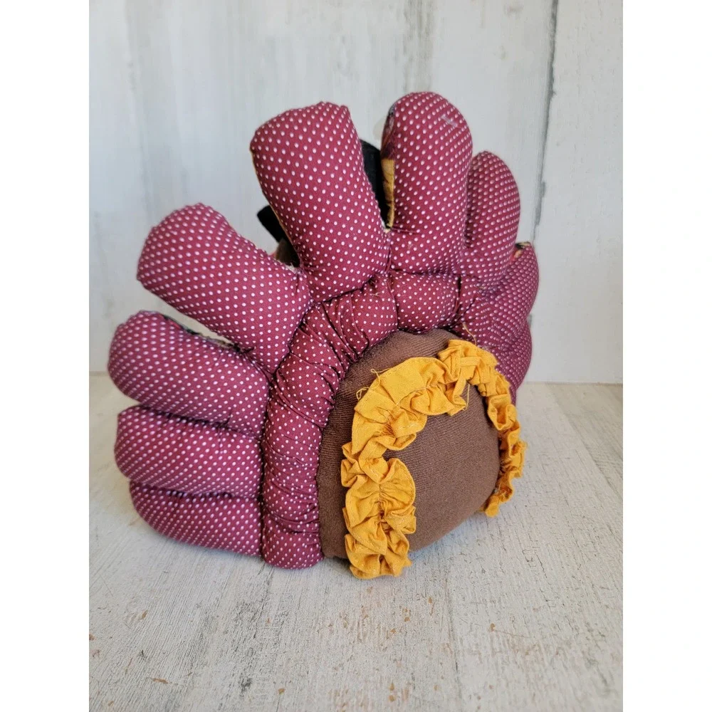 Vintage plush Thanksgiving turkey bird fall unique Pilgrim home decor figure